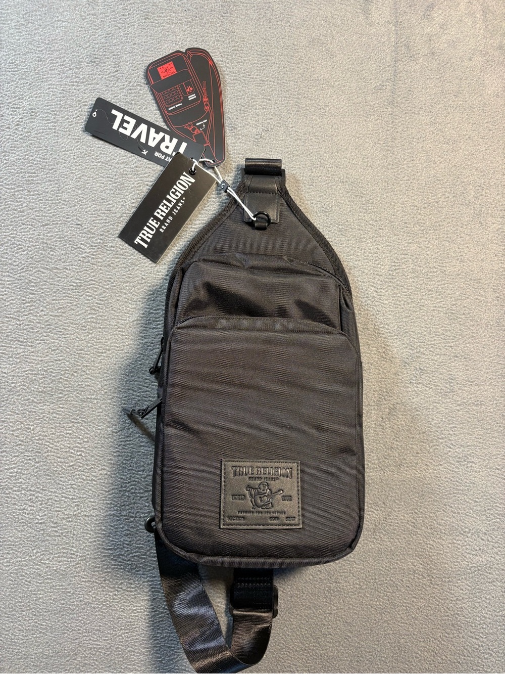 True Religion Black Men's Crossbody Sling Bag